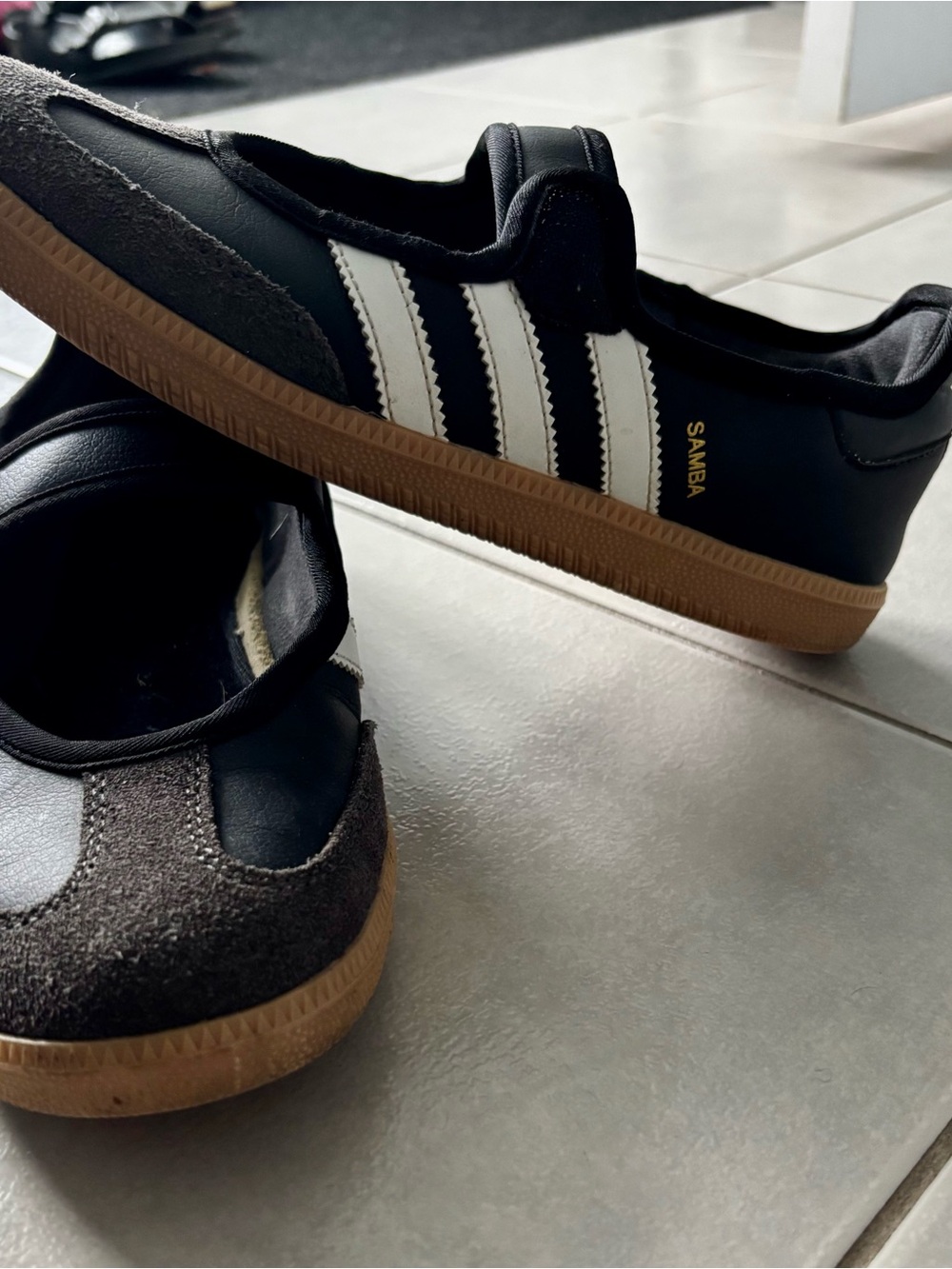 adidas woman’s Samba Sneakers - Black/White with Gum Sole
